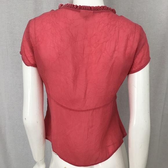 SOLD XS J. Jill Button Down Short Sleeve Sheer Top - Picture 7 of 8